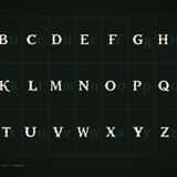 Jadereign Asian-inspired fantasy font, uppercase and lowercase letter pairs