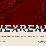 Hexrend aggressive dark fantasy font, cover with the font name