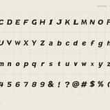 Hexrend aggressive dark fantasy font, full glyph set in a grid