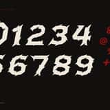 Hexrend aggressive dark fantasy font, numerals and punctuation