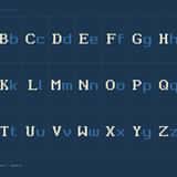 Questbit pixel RPG font, uppercase and lowercase letter pairs