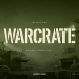 Warcrate military stencil font, title on a military base scene