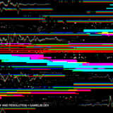 Intense modern digital glitch texture displaying thick, vibrant horizontal RGB blocks, with bright cyan, magenta, and green pixel errors resembling a broken monitor or GPU failure.