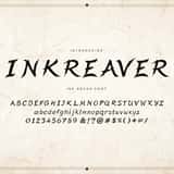 Inkreaver ink brush font uppercase, lowercase and numerals on parchment