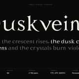 Duskvein elvish-inspired dark fantasy font, type foundry specimen