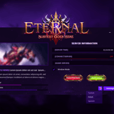 Eternal MU Online style launcher variant with server status, language settings and classic buttons