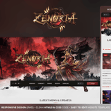 Zenoria oriental martial arts MMORPG website template – red and gold design with item shop and rankings