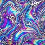 Mesmerizing holographic liquid chrome texture, resembling melted silver metal swirling with bright iridescent rainbow reflections in a modern Y2K aesthetic.