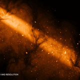 Warm orange and gold atmospheric streak haze overlay on black background – premium 5K mist overlay