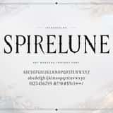 Spirelune art nouveau fantasy font, full alphabet and numerals in an ornamental frame