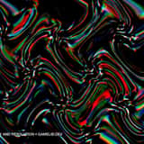 Trippy organic glitch overlay showing thick, wavy white and blue zebra-like lines distorted by glowing RGB chromatic aberration and digital noise.