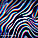 Abstract organic glitch texture displaying wavy, distorted liquid datamoshing with sharp red, green, and blue chromatic aberration ripples on a dark background.