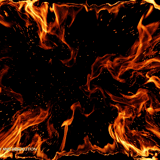 Intense wall of dense orange flames with bright white-hot cores – powerful 5K fire overlay