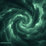 Swirling teal and green vortex storm sky – cinematic 5K atmospheric background