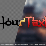 Before and after comparison of Origins Photoshop text effect showing plain black text transformed into worn gold oriental game logo style