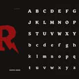 Gravebrand font full glyph grid with large letter R