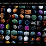Grid preview of 100+ Space Planets Overlays — diverse exoplanets including gas giants, ice worlds and lava planets up to 5K