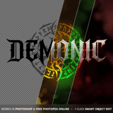 Before and after comparison of the photoshop text effect with runes