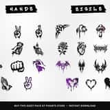Graffiti hands, hearts and sigils