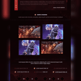 Full vertical preview of the Chaos presentation template showing news sections, gallery and buttons