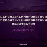 Bitrune pixel arcade font, character map on stone