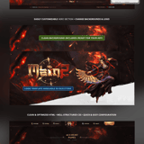 Full presentation of M2World MMORPG Website Template showing rankings, user panel, and mobile responsive design