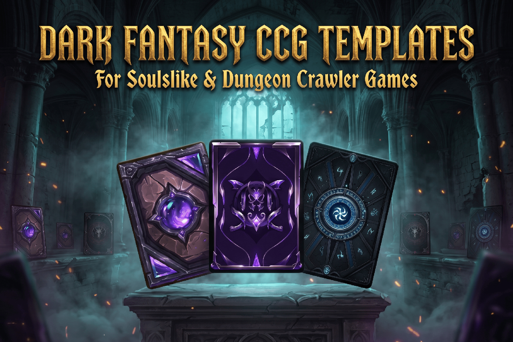 Dark fantasy CCG templates for soulslike and dungeon crawler card games