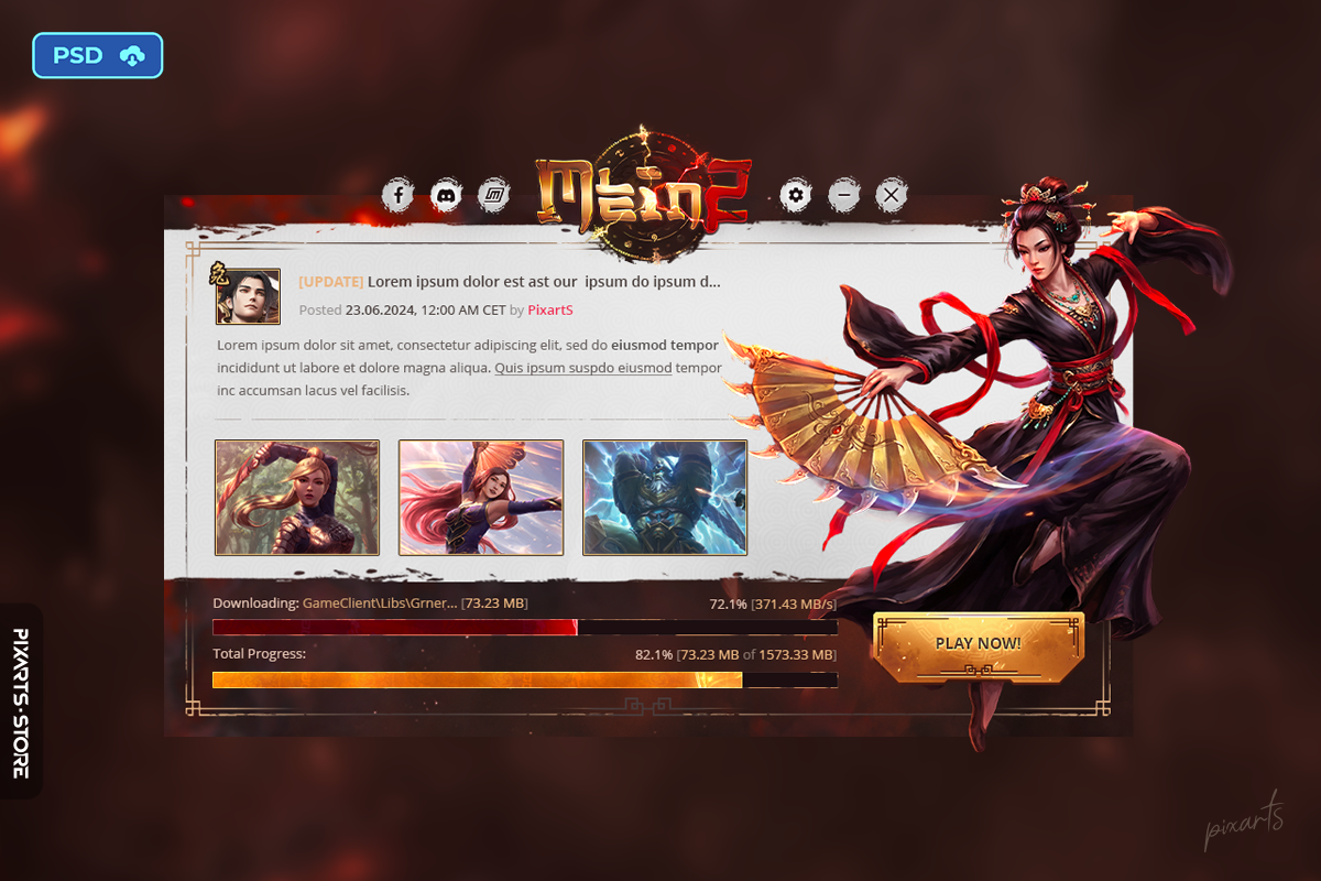 M2World Oriental MMORPG Auto-Patcher UI Template