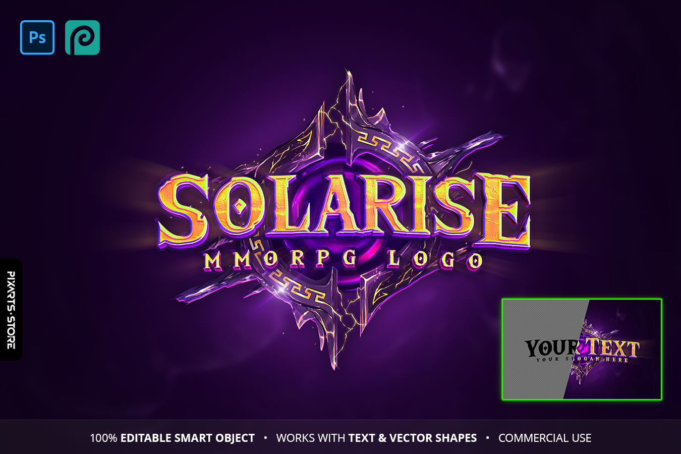 Solarise Stylized Fantasy Game Logo Template PSD