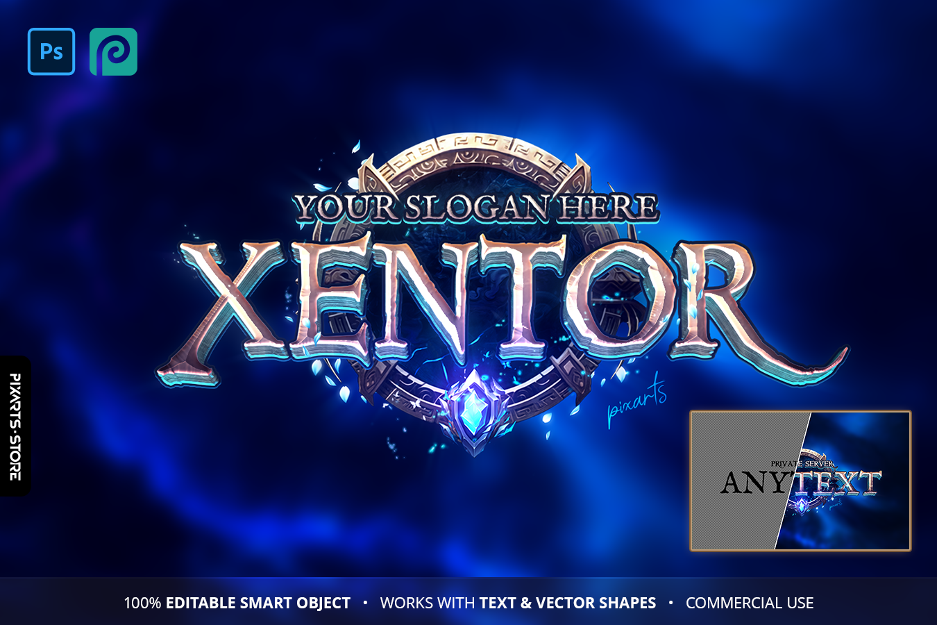 Xentor Ethereal Magic Game Logo Template PSD