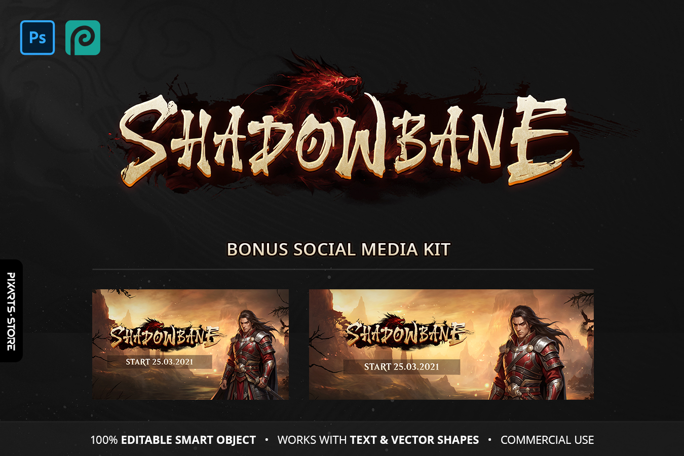 Shadowbane – MMORPG Game Logo Template & Photoshop Text Effect (PSD)