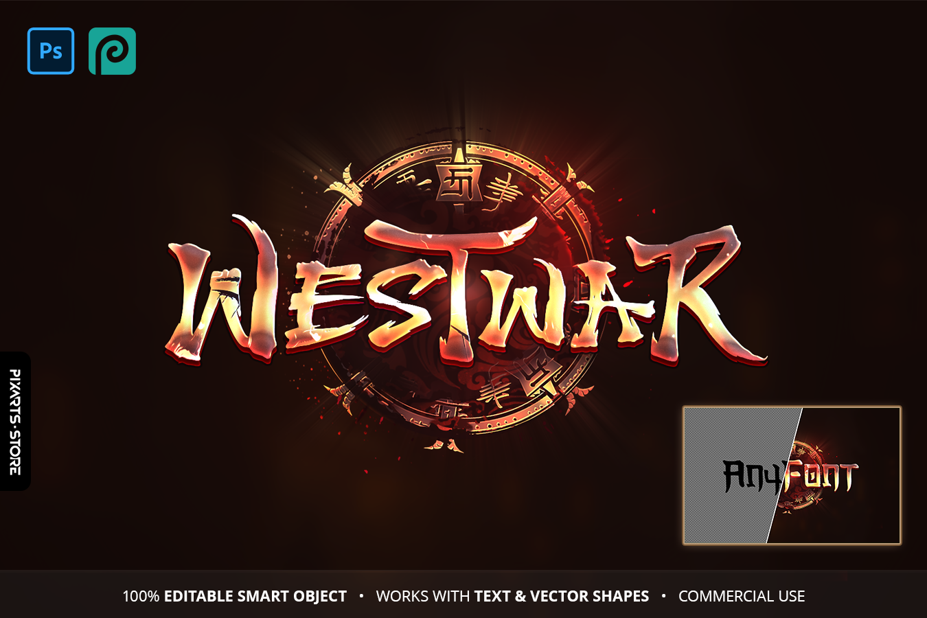 WestWar Oriental War Game Logo Template PSD