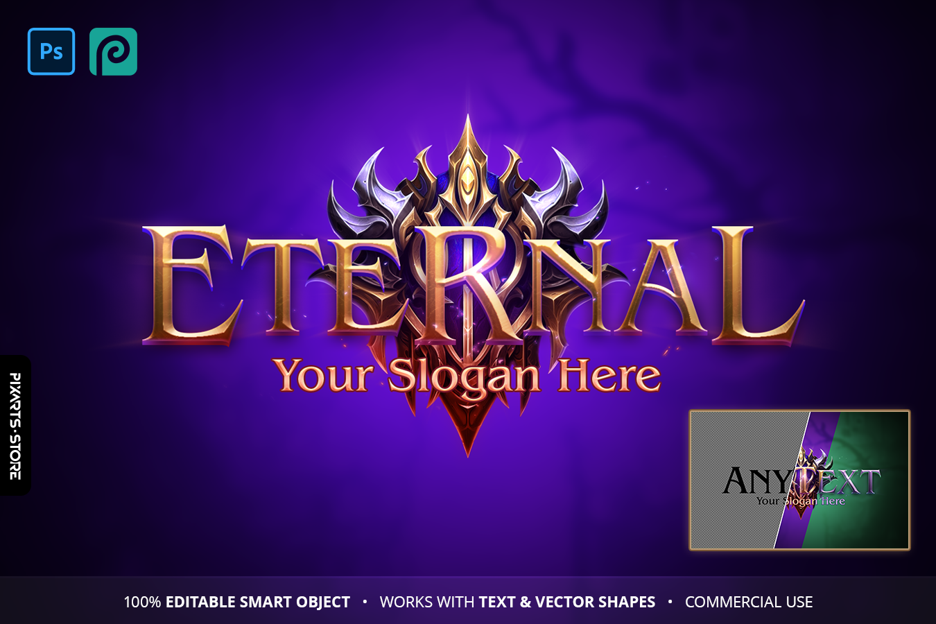 Eternal Dark Fantasy Game Logo Template and PSD Text Effect