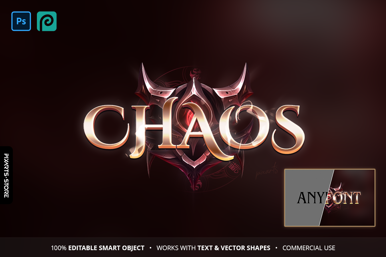 Chaos Dark Fantasy & Demonic Game Logo Template PSD