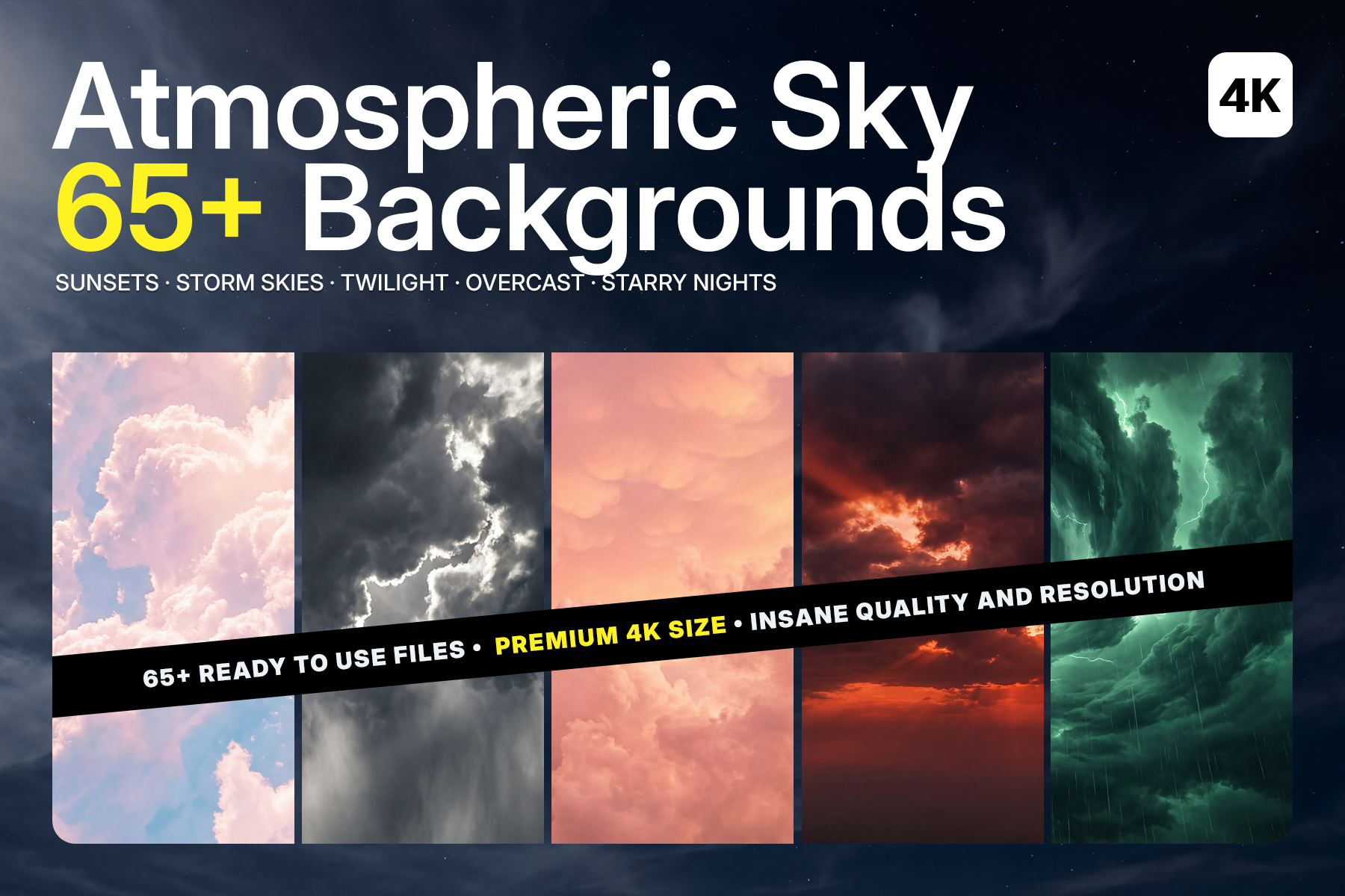 Atmospheric Sky Backgrounds – 65+ Premium 5K Files for Video Editing and Design