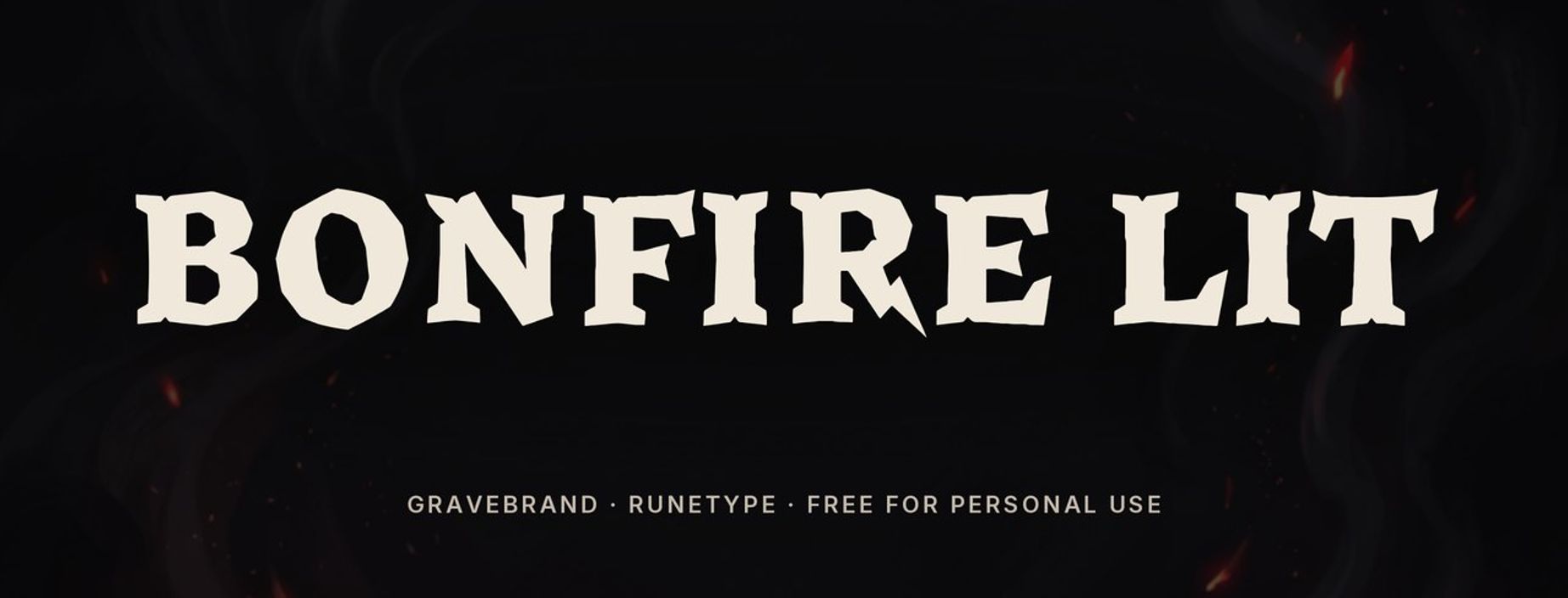 Gravebrand dark fantasy font sample: Bonfire Lit in heavy carved capitals with embers