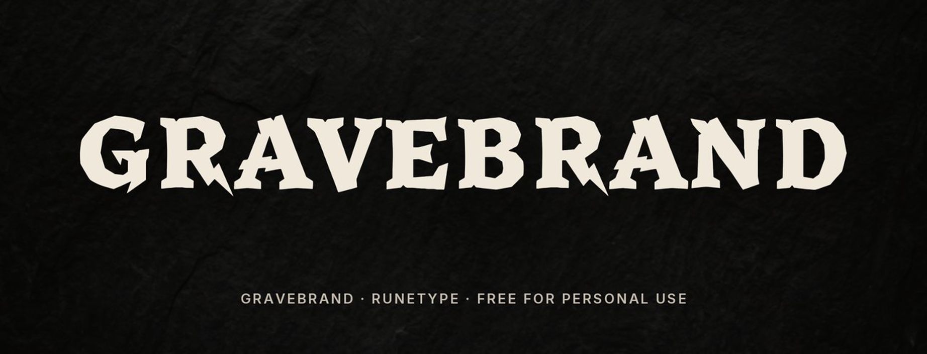 Gravebrand dark fantasy font sample: GRAVEBRAND in heavy carved capitals