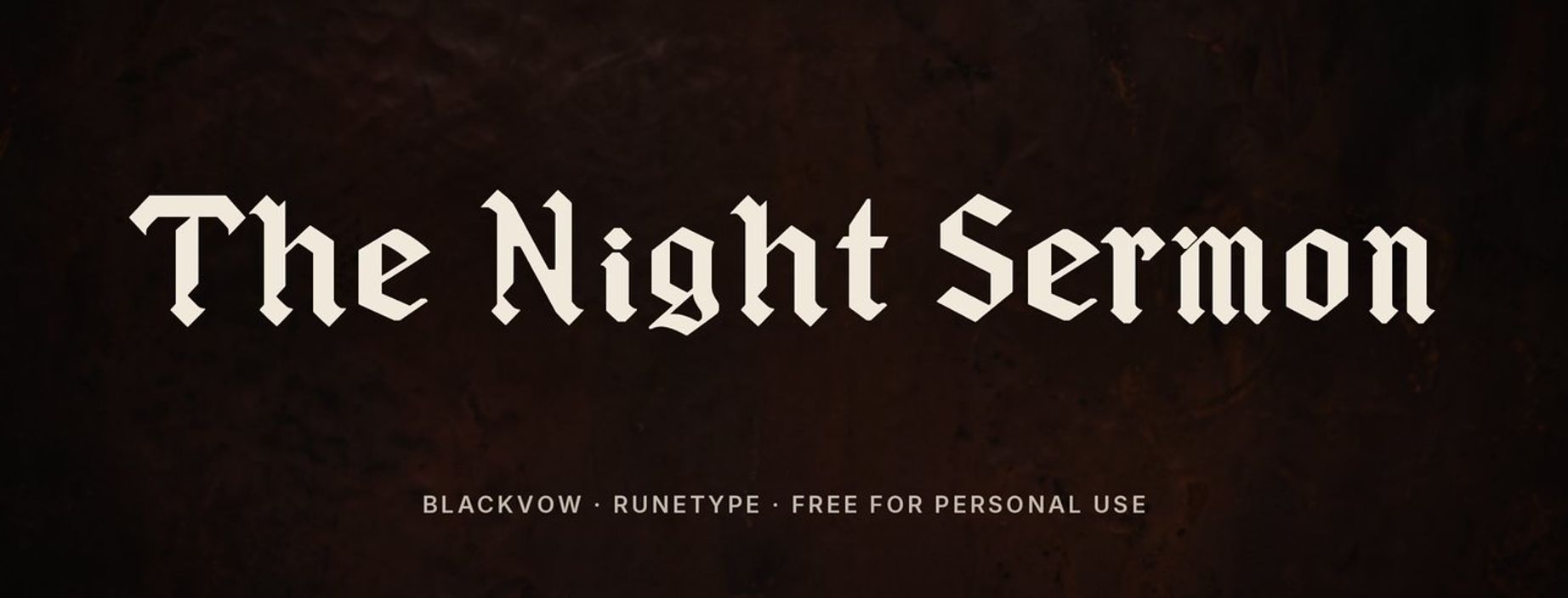 Blackvow gothic horror font sample: The Night Sermon in blackletter