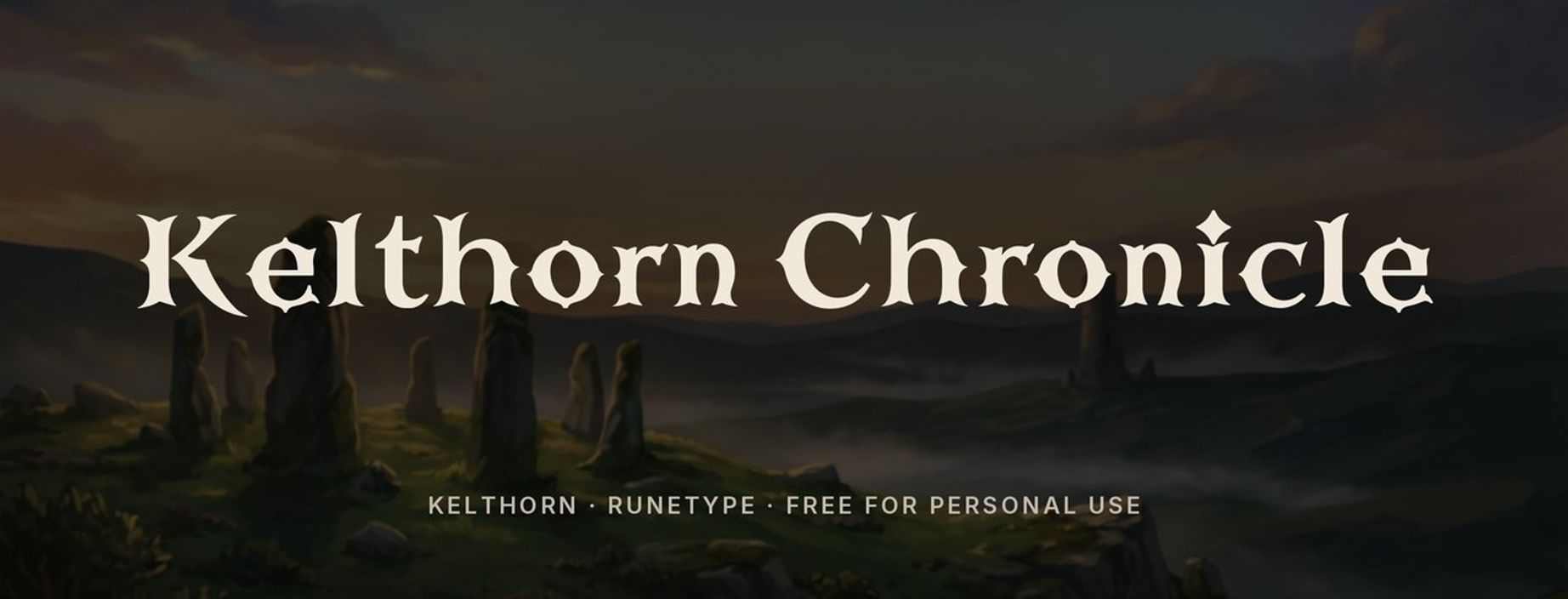 Kelthorn uncial fantasy font sample: Kelthorn Chronicle in rounded medieval letters