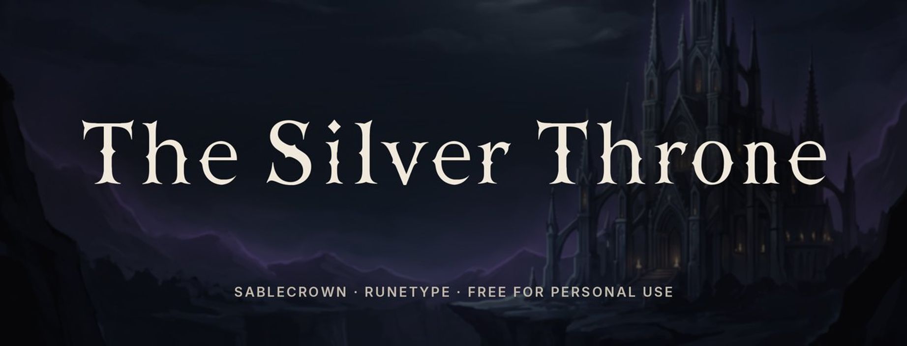 Sablecrown medieval serif font sample: The Silver Throne